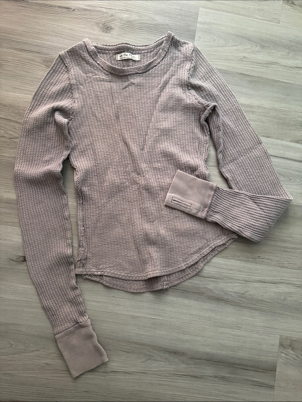 Free People Lavender Waffle-Knit Long Sleeve Tee